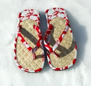 sandals in snow